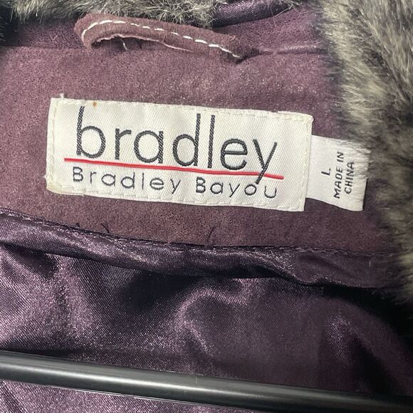 Y2K Purple Leather Jacket Women’s L Moto Biker Grunge Faux Fur Collar Leather - Picture 4 of 13